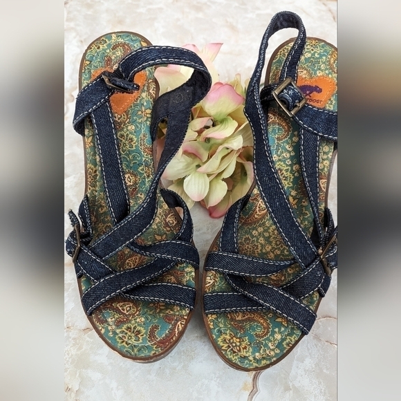 Rocket Dog Women  Blue Brown Strappy   Block Buckle Shoes Sz.9 1/2 - Picture 1 of 15